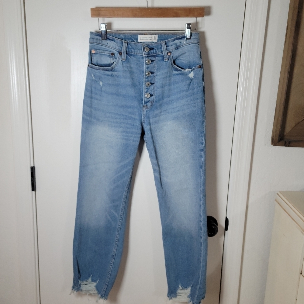 Abercrombie & Fitch Ultra High Rise Ankle Straight Button-Fly Jeans | Size 27/4R